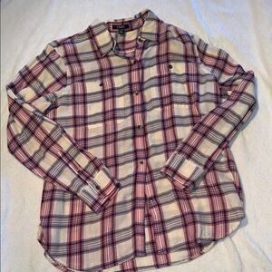 Chaps Pink and Cream Plaid Button-Down Shirt